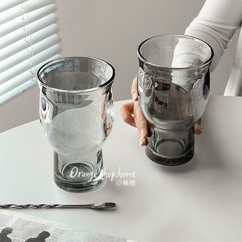 橘橙玻璃杯小众创意咖啡杯饮品杯