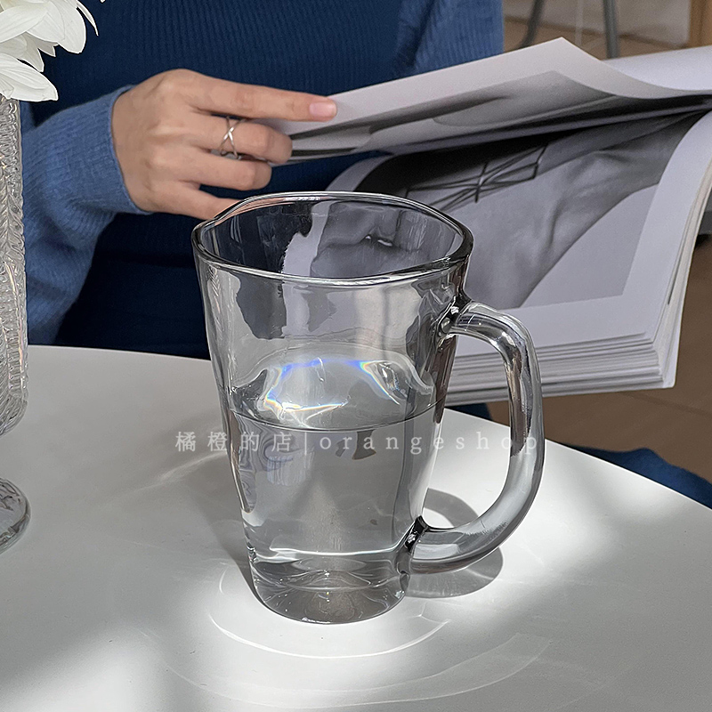 高颜值简约ins水波纹带把玻璃杯
