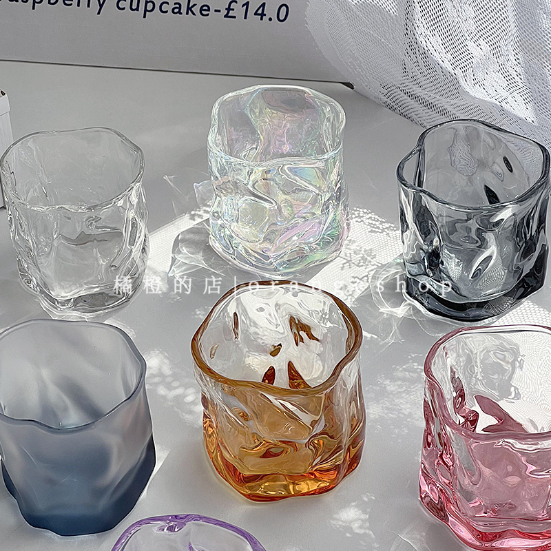 不规则玻璃杯ins风威士忌啤酒杯