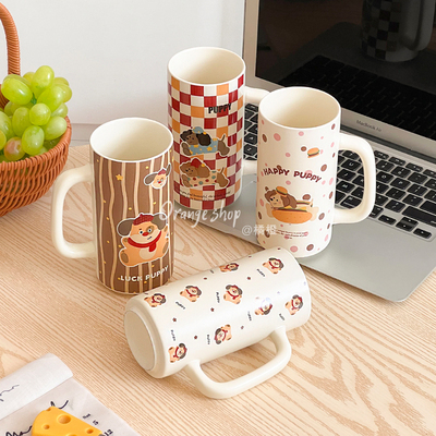 橘橙可爱卡通陶瓷杯高颜值喝水杯子咖啡杯腊肠狗牛奶杯创意马克杯