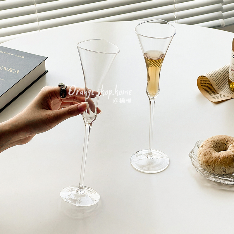 橘橙玻璃杯高颜值对杯甜酒杯
