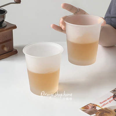 橘橙玻璃杯家用啤酒杯牛奶杯