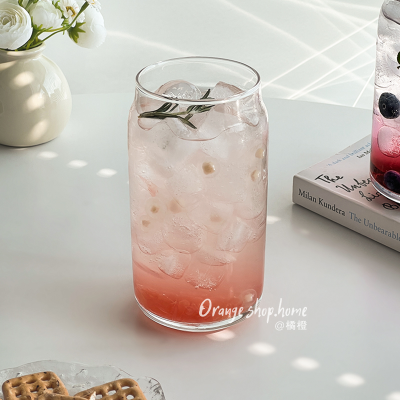橘橙ins玻璃杯水杯大容量水果茶杯饮料果汁杯可乐杯沙冰杯饮品杯