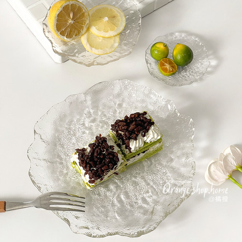 不规则冰川玻璃水果碟蛋糕甜品盘
