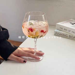 小众复古ins风玻璃高脚红酒杯高颜值甜酒鸡尾酒杯香槟杯葡萄酒杯