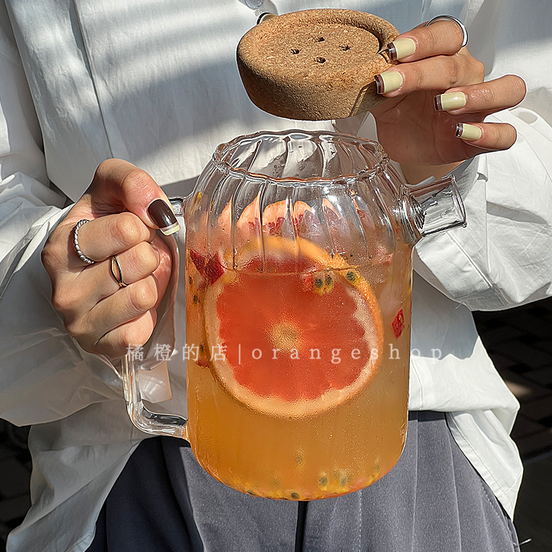 大容量耐高温竖条纹冷凉水壶家用