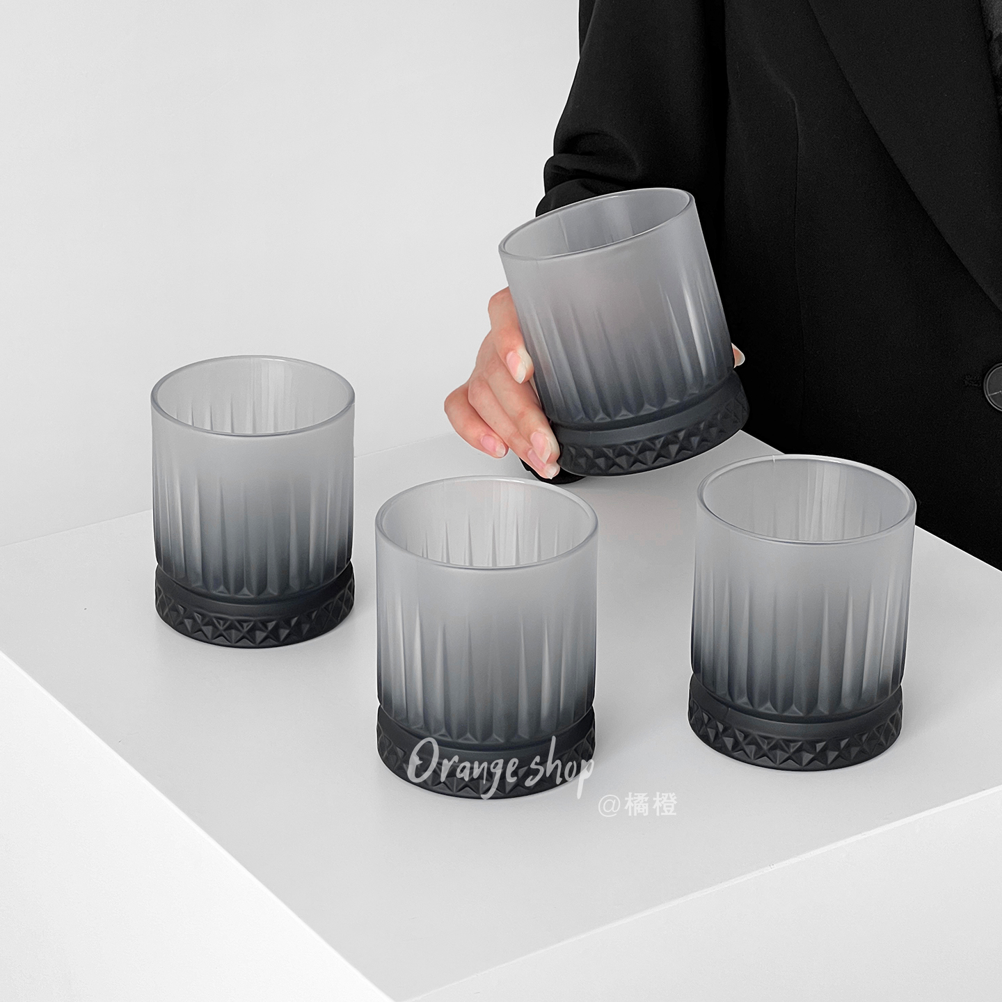 橘橙简约磨砂质感玻璃喝水杯子高颜值家用冷饮杯冰美式饮料咖啡杯