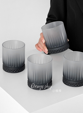 橘橙简约磨砂质感玻璃喝水杯子高颜值家用冷饮杯冰美式饮料咖啡杯