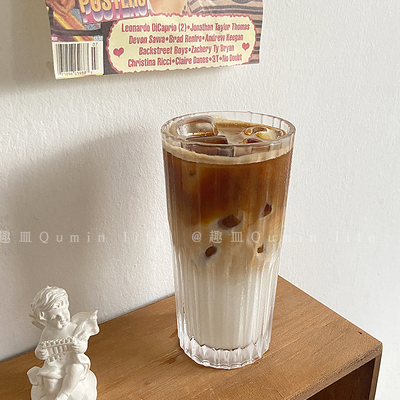 趣皿咖啡爱好者家用条纹玻璃水杯