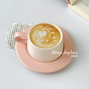 橘橙*简约可爱下午茶咖啡杯碟ins风莫兰迪色系精致牛奶杯桌面水杯