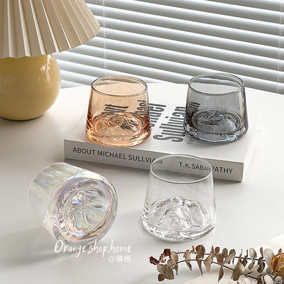 橘橙玻璃杯家用酒杯牛奶杯