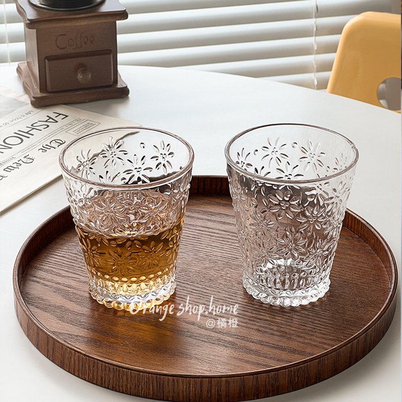 透明玻璃喝水杯子女家用高颜值饮料果汁杯牛奶杯办公室茶杯咖啡杯