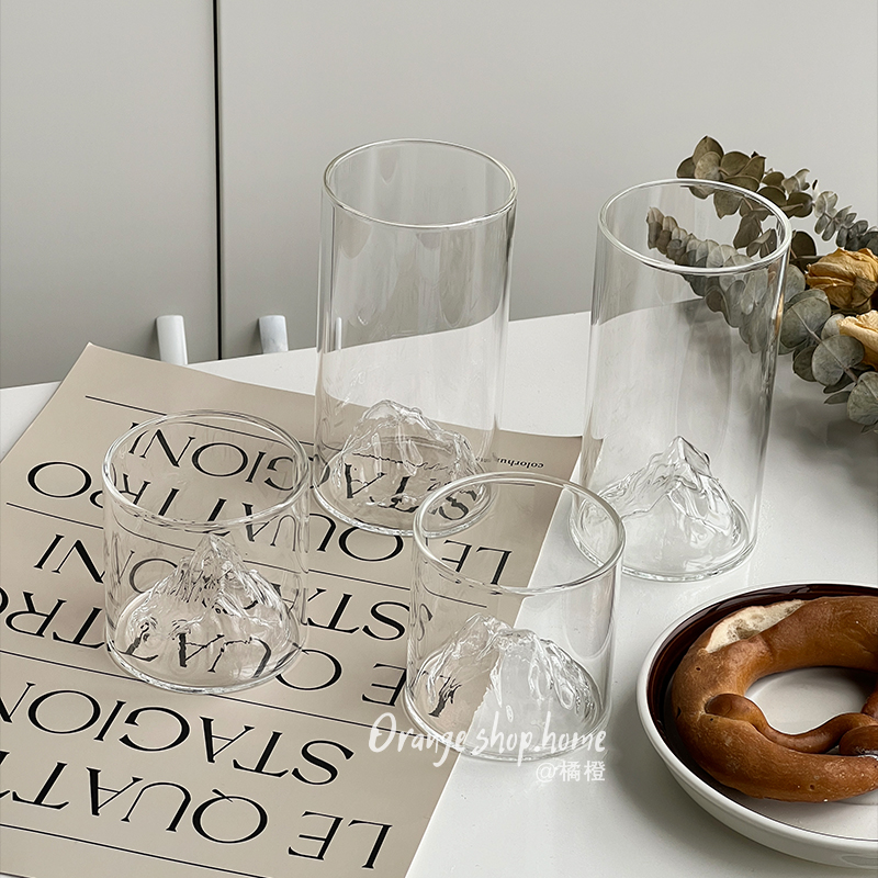 橘橙玻璃杯简约办公室茶杯奶茶杯