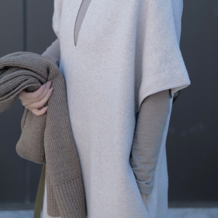 【夕落】多针法拼接马海毛羊毛轻薄针织围巾纯色长方形围脖女 A38