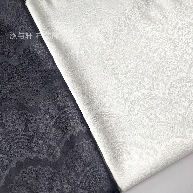 超好看蕾丝暗纹提花布料汉服上袄古风面料lo花嫁裙子手作diy柔软