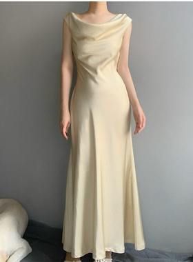 2023小众设计高级感法式复古气质通勤梨型身材显瘦长款连衣裙女夏