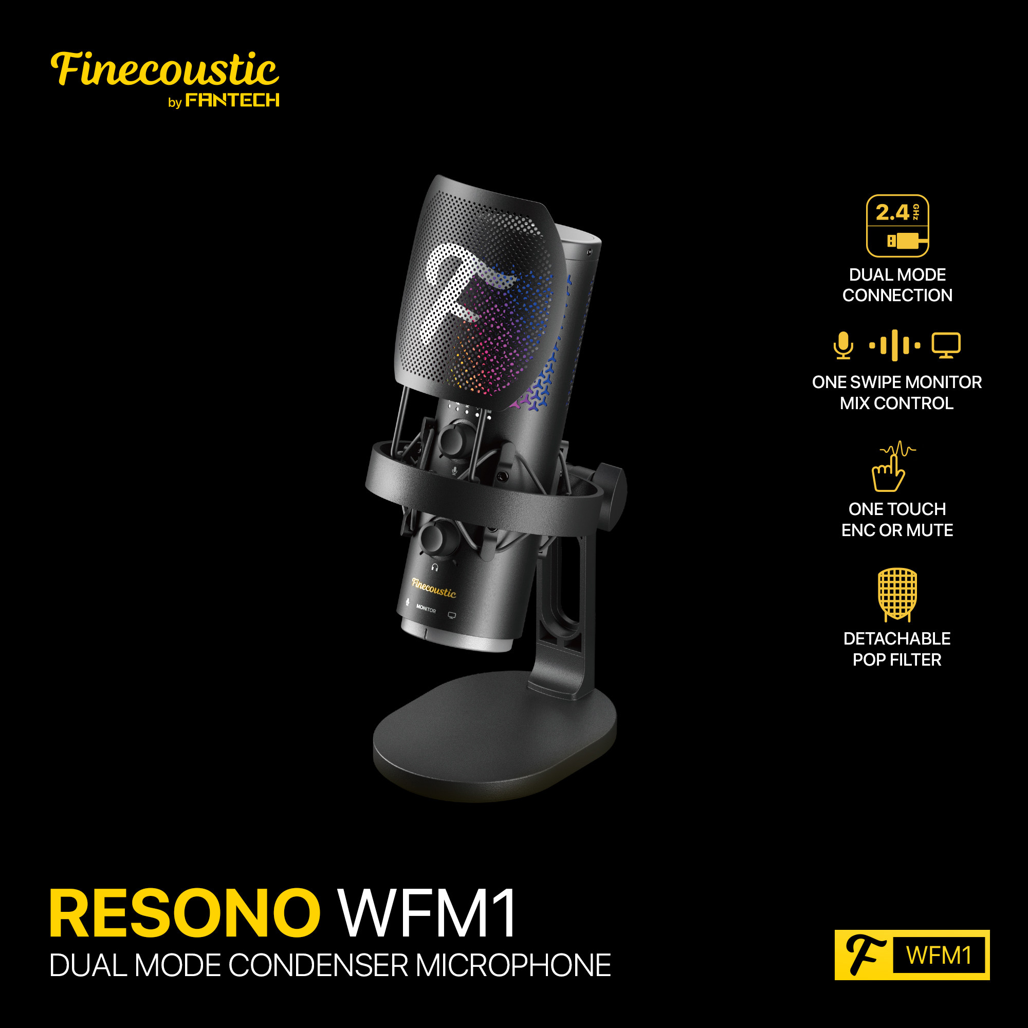 Finecoustic WFM1/UFM1 Wireless Condenser Gaming Microphone