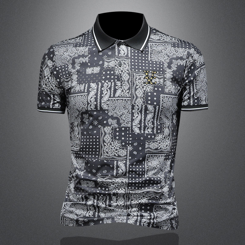 2026年夏季腰果花印花POLO衫QT6016-E3683-P75，男装Polo衫，钱塘6016