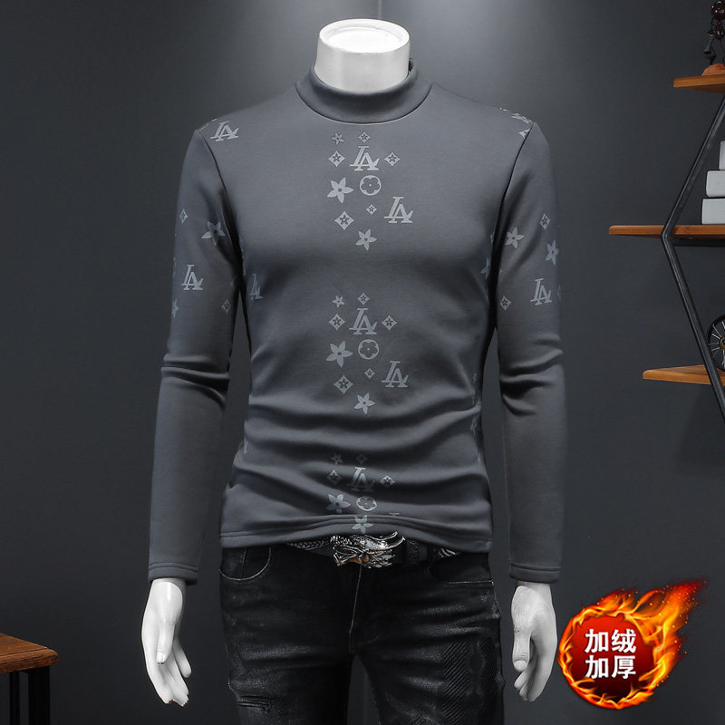 新款秋冬男装高领印花加绒加厚长袖T恤钱塘6016-C3334-P95,男装T恤,钱塘6016