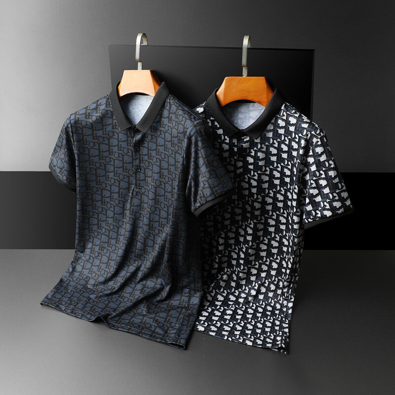 2024新款短袖polo领衫风印花半袖T恤翻领钱塘6016-E0337-P65，男装Polo衫，钱塘6016