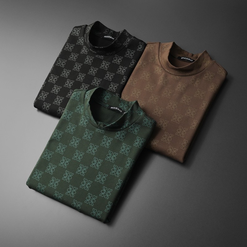 2026秋冬新款加绒加厚男长袖打底衫大码钱塘6016-C4005-P90，男装T恤，钱塘6016