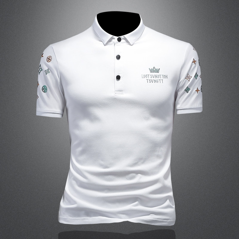 钱塘6016-E2471-P752025年新款男POLO衫印花翻领夏装小衫，男装Polo衫，钱塘6016