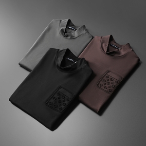 风丝光棉加绒加厚高领打底衫长袖T恤男装钱塘6016-CC2221-P85