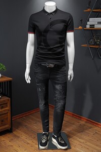 2024年新款植绒男POLO衫钱塘6016-E1930-P80绿图片