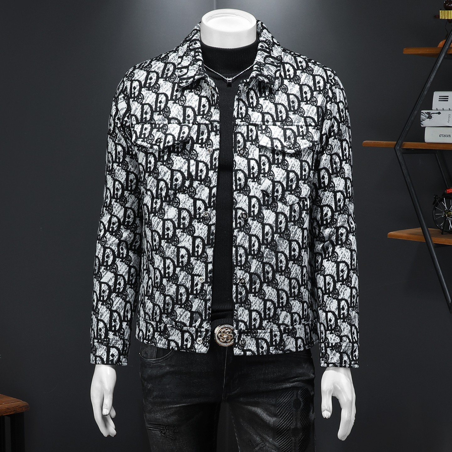 2025秋冬新款翻领毛呢羽绒服夹克外套6016-F8820-P325，男装夹克，钱塘6016