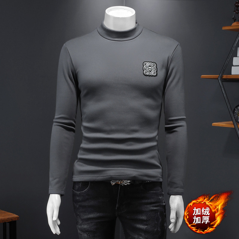 新款秋冬男装高领纯色加绒加厚长袖T恤钱塘6016-C3305-P95,男装T恤,钱塘6016