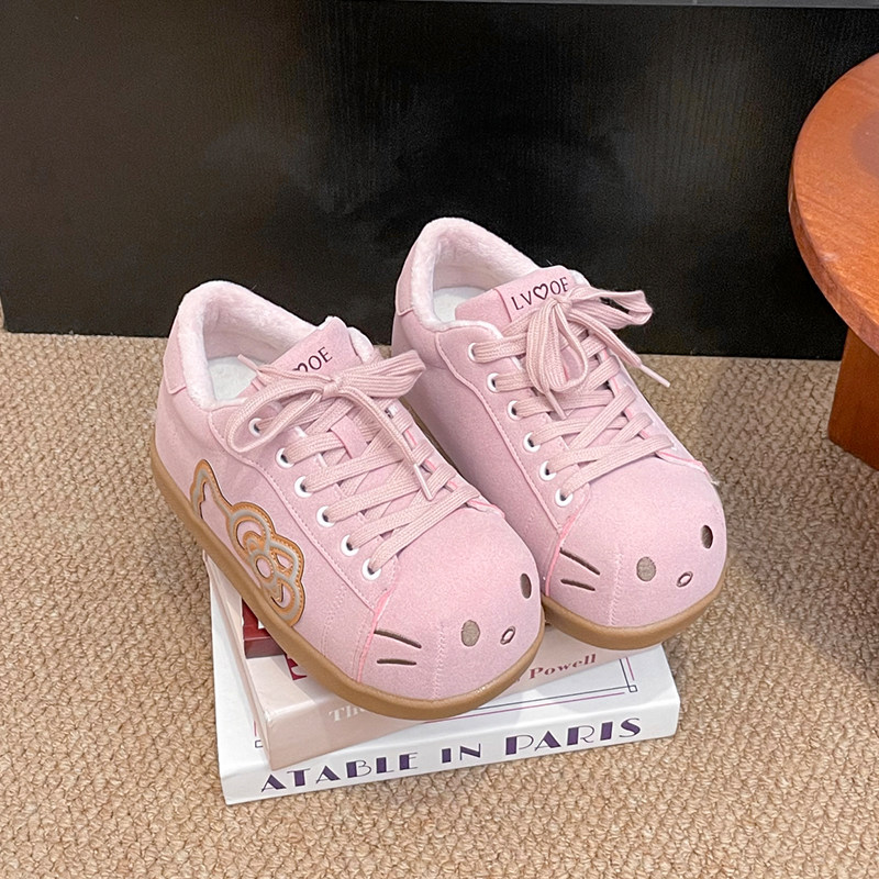 粉色可爱笑脸丑萌大头鞋女内增高秋冬季加绒时尚休闲厚底勃肯单鞋,女鞋,深口单鞋,淘宝优惠券,粉丝福利购,淘宝优惠卷