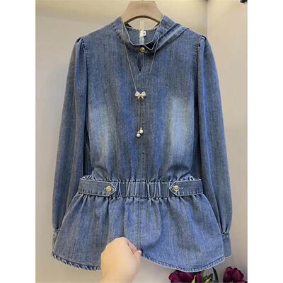 大码女装2026春季新款牛仔上衣女显瘦胖妹妹胖mm超火减龄韩系长袖