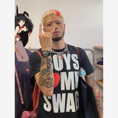 BOYS LOVE SWANG thomeboydontkill偷米嘻哈朋克说唱宽松短袖T恤G