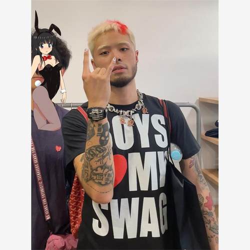 BOYS LOVE SWANG thomeboydontkill偷米嘻哈朋克说唱宽松短袖T恤G