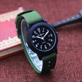 简约清晰数字夜光小男孩透气帆布手表学生石英防水电子儿童潮腕表