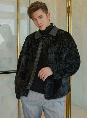 帆荻2023秋冬新款皮毛一体男海宁真皮皮草外套原生态羊羔毛大衣