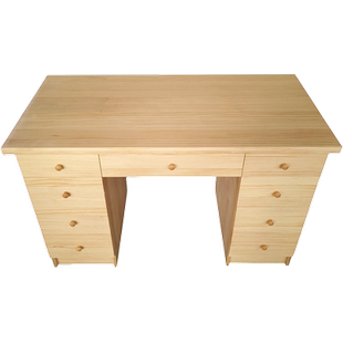 松木电脑桌书桌原木学习桌家用实木写字台中式 办公桌带抽屉定制