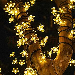 太阳能樱花彩灯灯户外防水氛围灯庭院别墅花园布置发光灯串