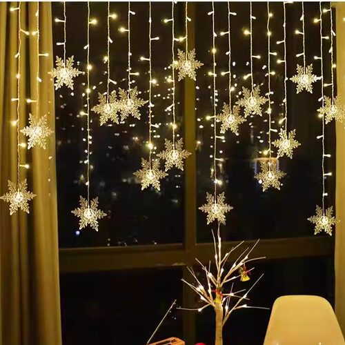 圣诞节装饰灯雪花窗帘灯卧室满天星氛围灯闪灯挂灯Christmas彩灯