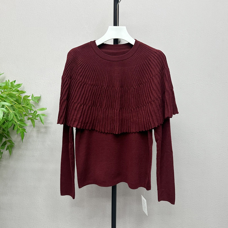 2025冬圆领斗篷针织羊毛毛衣温柔气质洋气气质长袖上衣女28505X