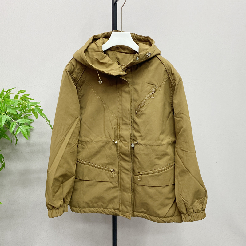 2025秋款收腰显瘦冲锋衣立领松紧腰拉链设计感休闲风衣外套7817H