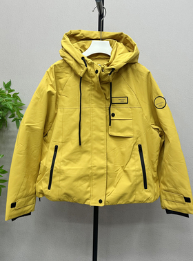 连帽纯色加棉冲锋衣外套女冬季新百塔显瘦设计感保暖夹克19219H