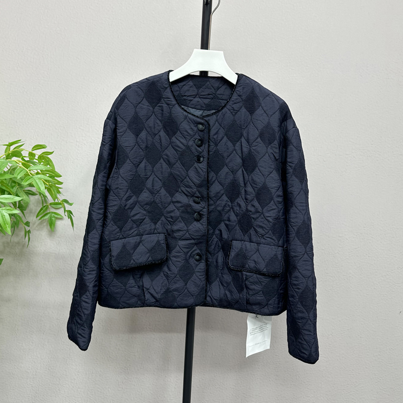 秋款轻薄棉服宽松韩版休闲圆领短款外套特制纽扣百搭女士8916H