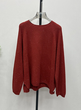 圆领毛衣女2025冬季亮闪闪宽松慵懒风时尚上衣软糯毛针织衫6985Y