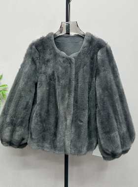 小香风高级感皮毛一体短款上衣女2025冬款保暖加厚毛毛外套9019Y