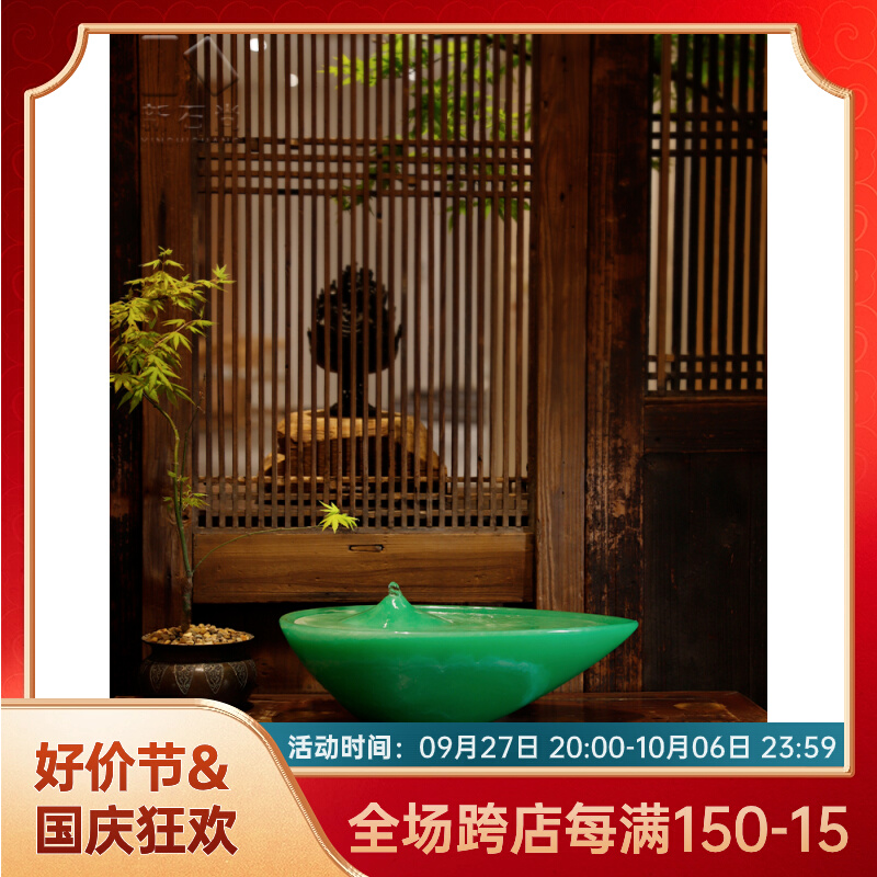 桌面流水小摆件家居茶室装饰电镀仿玉轻奢喷泉加湿循环水开业送礼