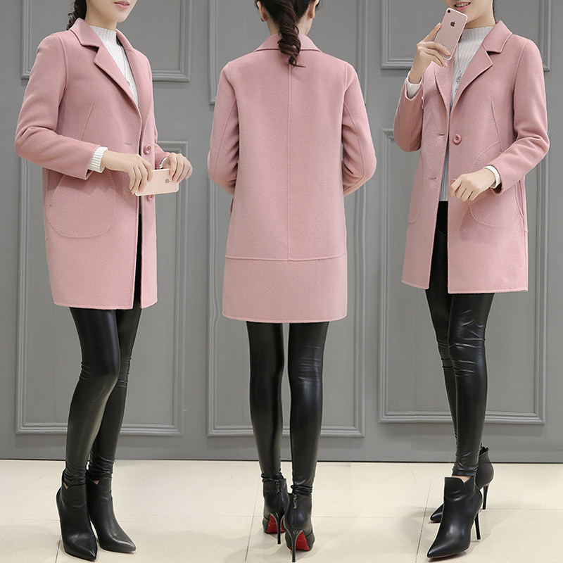 秋冬毛呢外套女2019新款韩版潮藕粉色小个子女士中长款呢子大衣女在类目 女装/女士精品, 毛呢外套中 - 来自Buy2taobao.com提供专业的淘宝代购服务