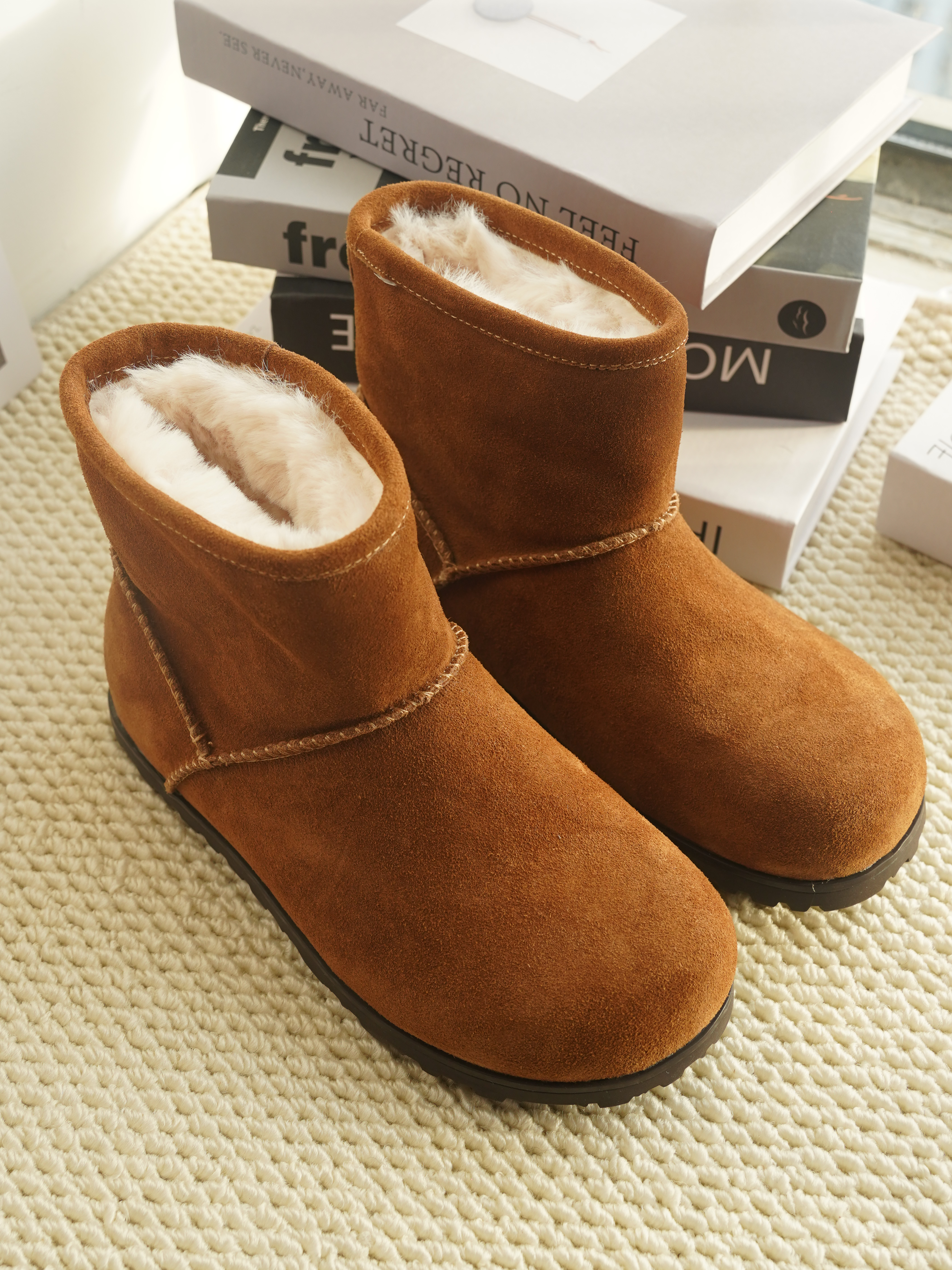 真皮羊毛雪地靴女2025冬季新款加绒加厚保暖棉鞋厚底防滑短筒棉靴