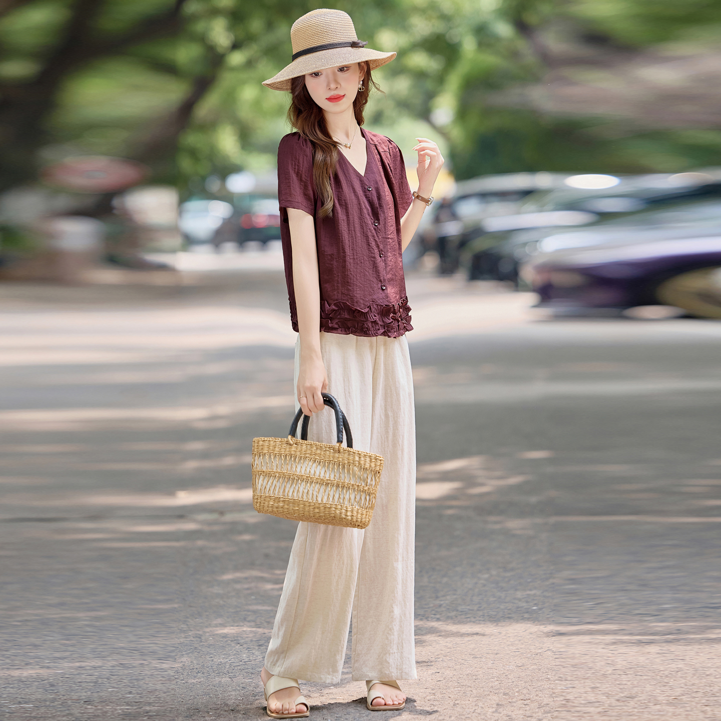 大码时尚套装女2025夏装新款微胖妈妈遮肉显瘦洋气漂亮一整套穿搭