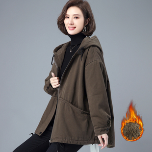 爆款 200斤胖妈妈加绒派克服棉服女冬装 宽松冬季 大码 棉服外套 新款
